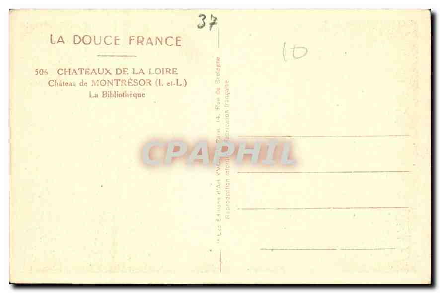 CPA Chateaux de la Loire Chateau de Montresor L et L La Bibliotheque  — Rückseite