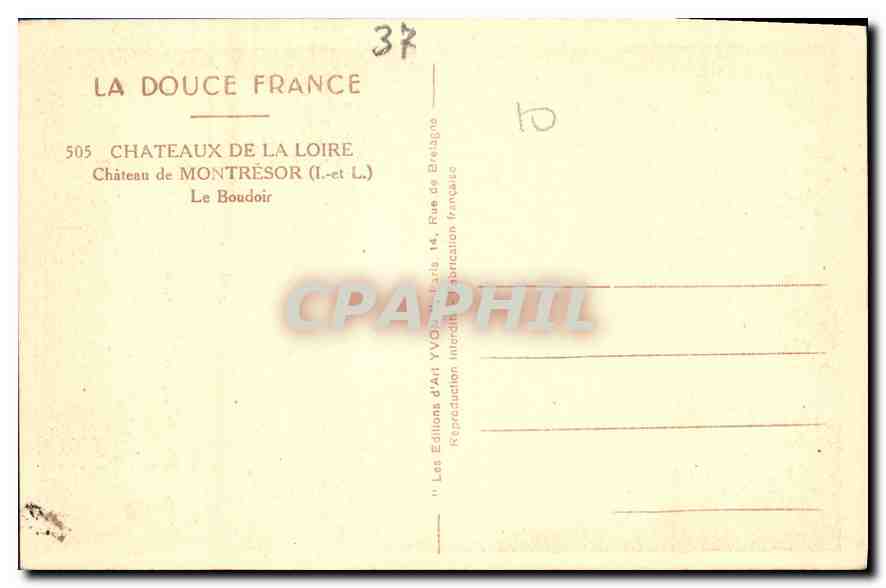 CPA Chateaux de la Loire Chateau de Montresor L et L Le Boudoir  — Rückseite