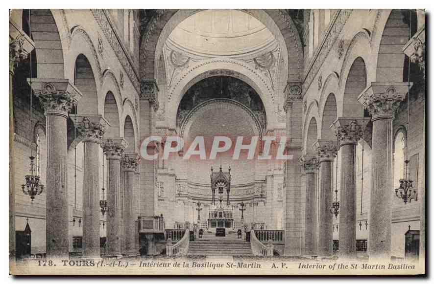 CPA Tours L et L Interieur de la Basilique St Martin 