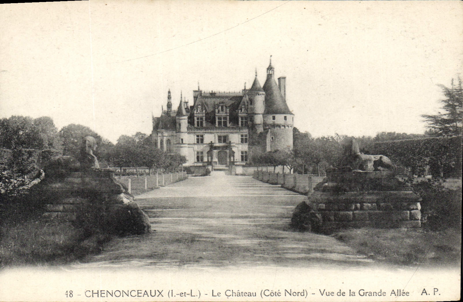 CPA Chenonceaux L et L Le Chateau Cote Nord Vue de la Grande Allee 