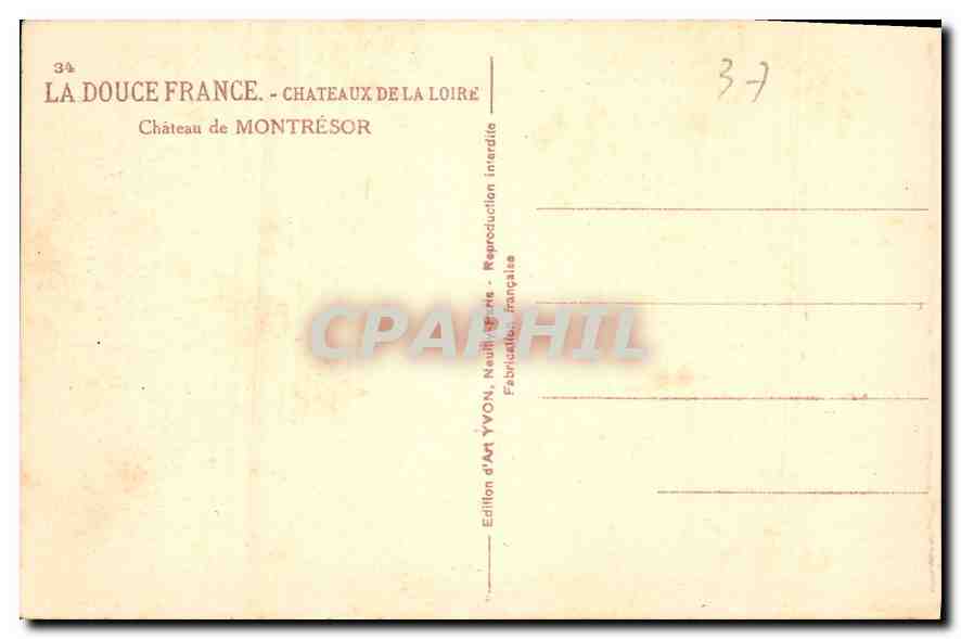 CPA La Douce France Chateaux de la Loire Chateau de Montresor  — Rückseite
