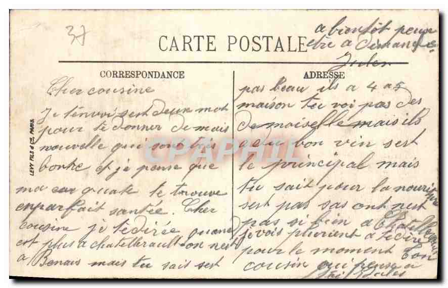 CPA Chinon Le Chateau et la Vienne  — Rückseite