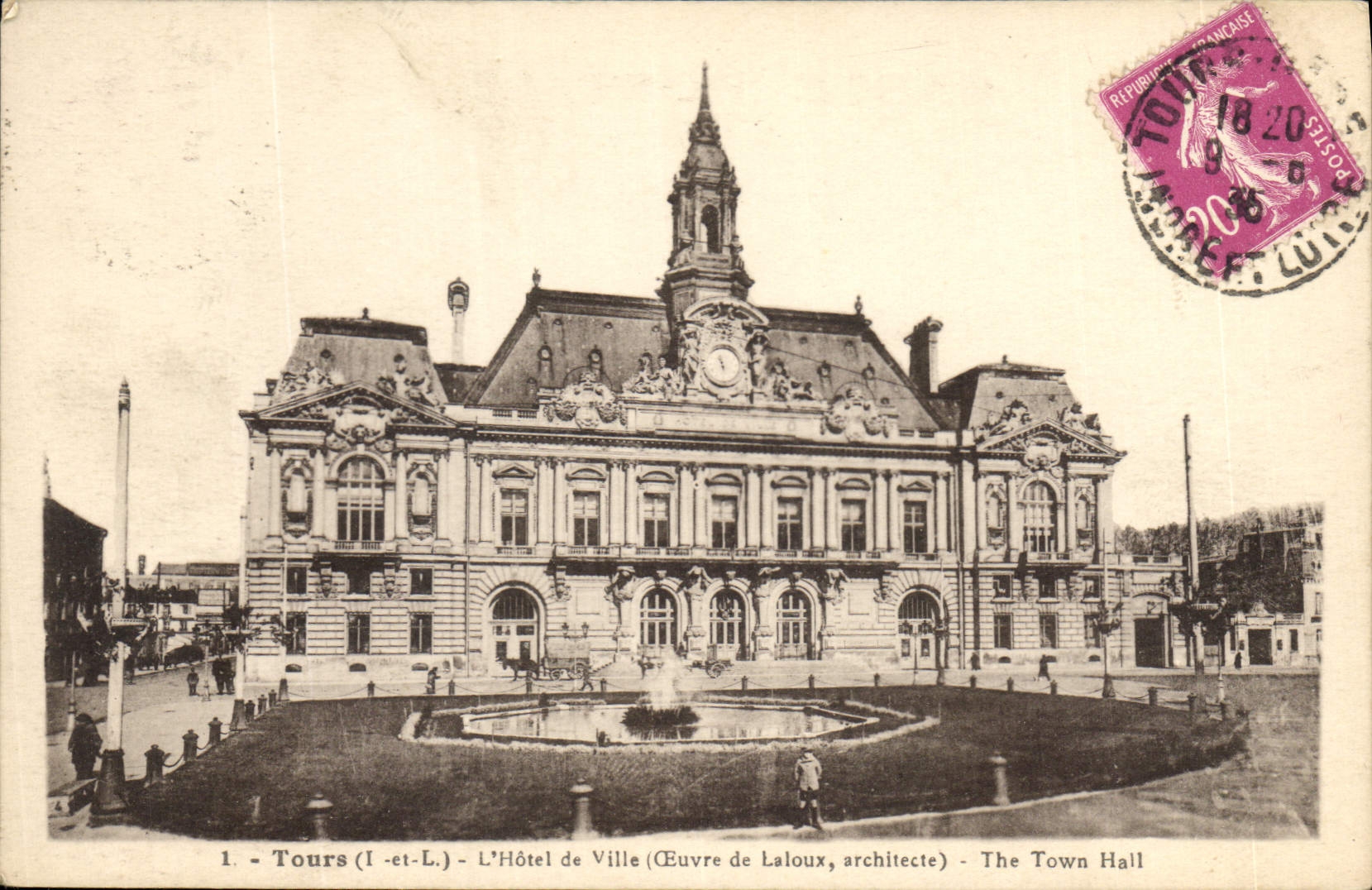 CPA Tours L et L L'Hotel de Ville Ceuvre de Latour architecte 