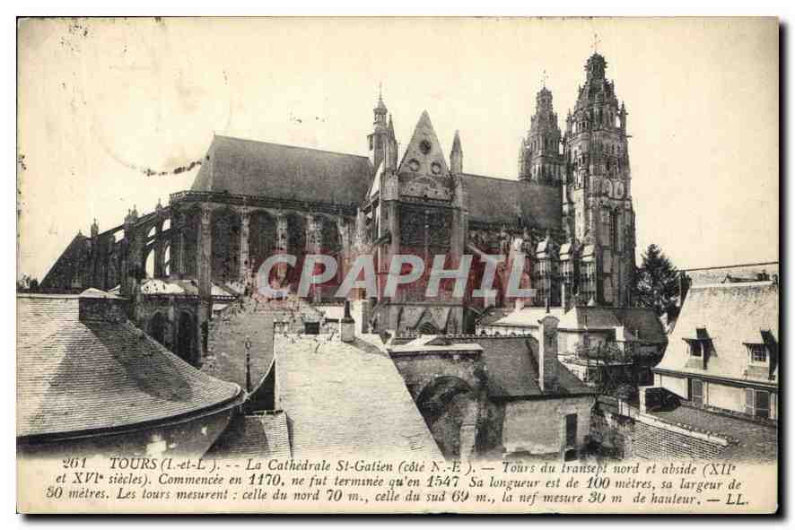 CPA Tours L et L La Cathedrale St Gatien Cote N E Tours du Transept nord et abside 