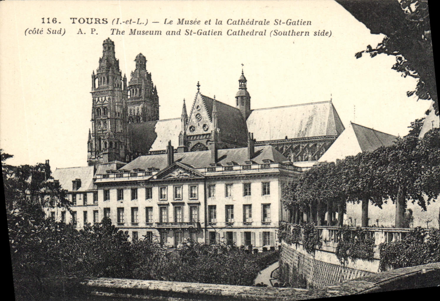 CPA Tours L et L Le Musee et la Cathedrale St Gatien Cote Sud 
