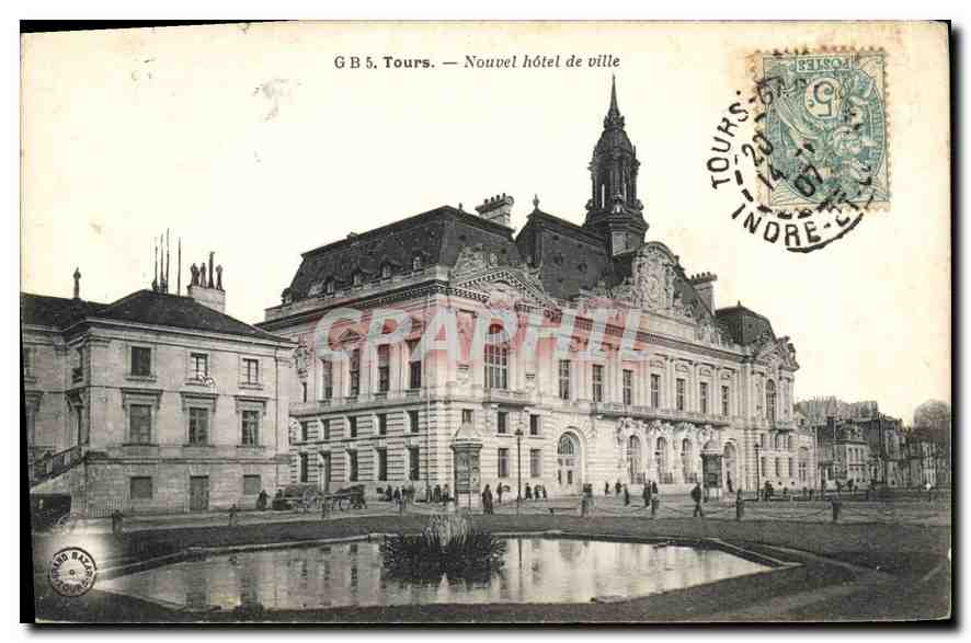 CPA Tours Nouvel hotel de Ville 
