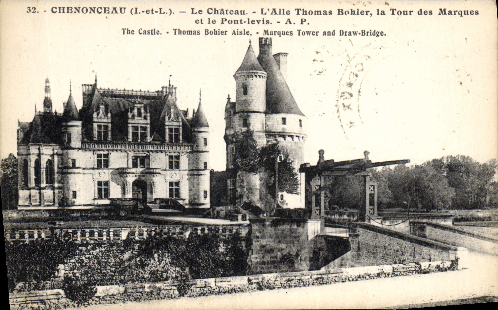CPA Chenonceau L et L Le Chateau L'Aile Thomas Bohler la Tour des Marques et le Pont Levis 