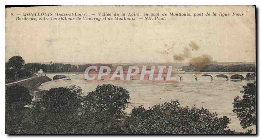 CPA Montlouis Indre et Loire Vallee de la Loire en aval de Montlouis Pont de la ligne Paris Bordeaux