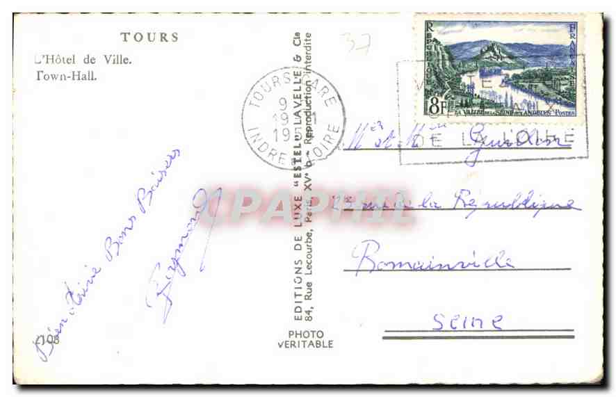 CPA Tours L'Hotel de Ville  — Rückseite