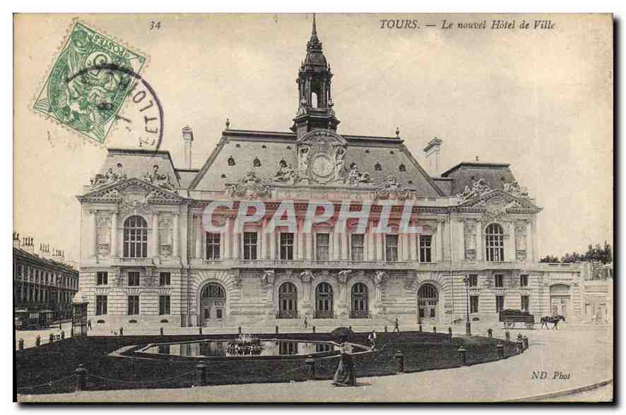 CPA Tours le Nouvel hotel de Ville 