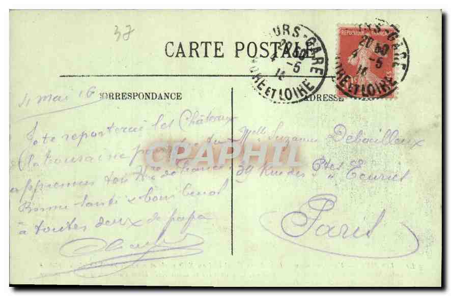 CPA Louches vue generale vers le Chateau Royal Bati au XII siecle et agrandi au XV siecle  — Rückseite