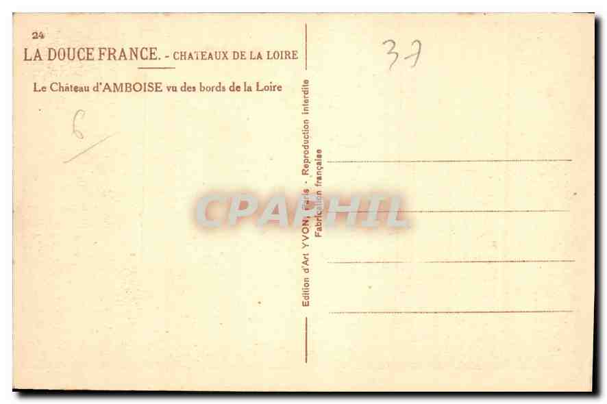 CPA Chateaux de la Loire le Chateau d'Amboise vu des bords de la Loire  — Rückseite