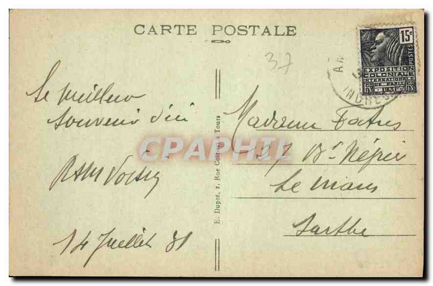 CPA Amboise I et L le Chateau et la Loire  — Rückseite