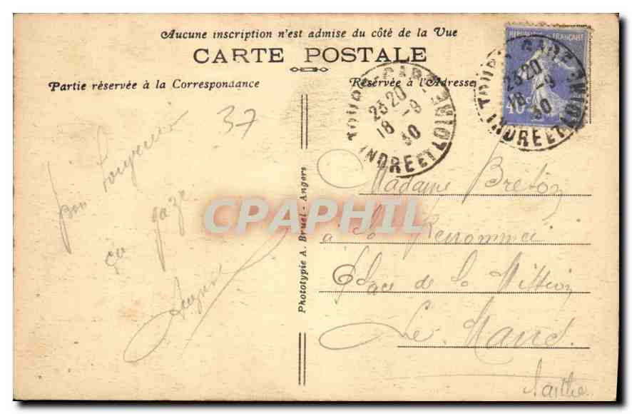CPA Tours I et L le Palais et l'Hotel de Ville  — Rückseite