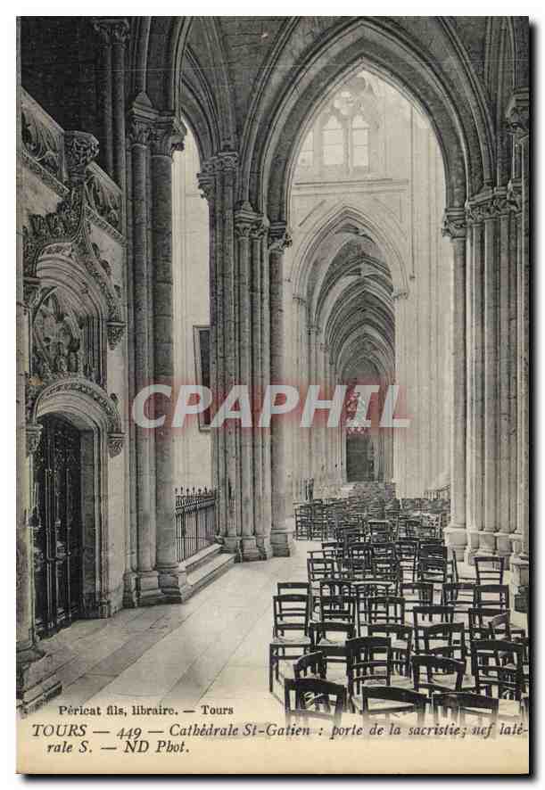 CPA Tours Cathedrale St Gatien Porte de la Sacristie Nef late 