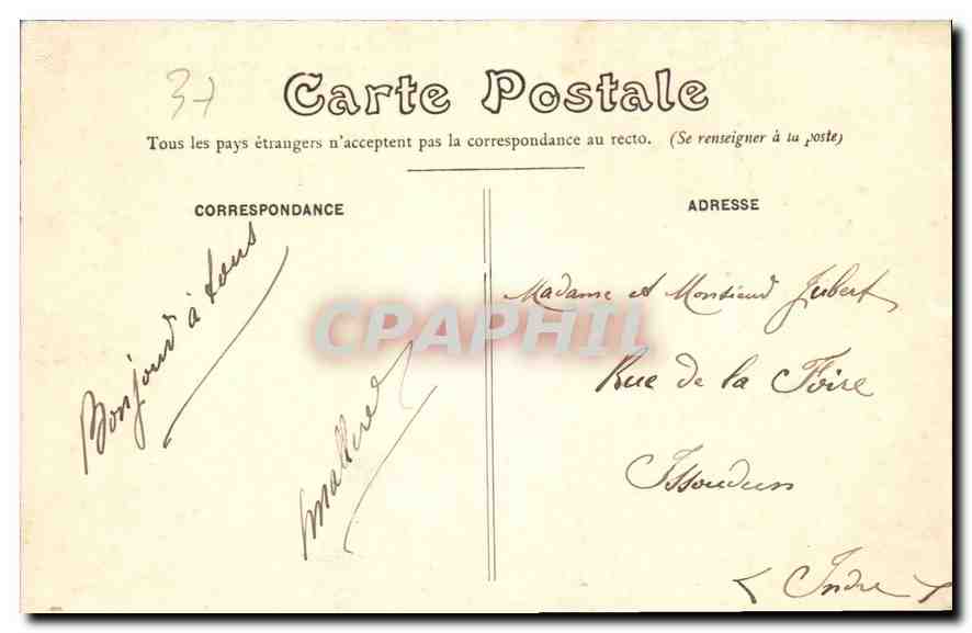 CPA Tours vue prise de l'Ile Aucard  — Verso