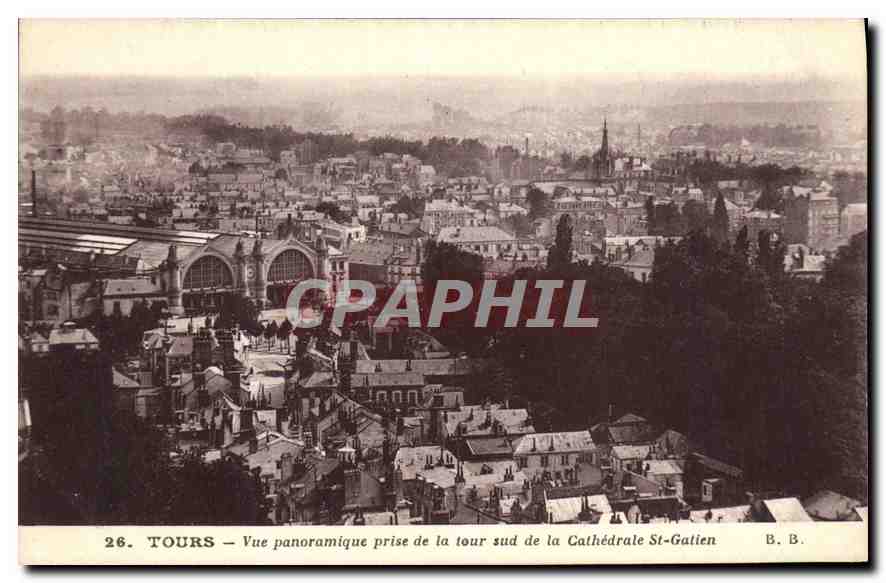 CPA Tours vue panoramique prise de la Tour sud de la Cathedrale St Gatien 