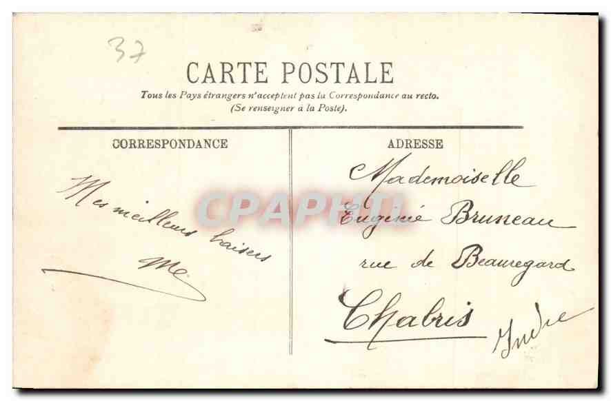 CPA Tours le Grand Pont et le Square de Descartes  — Rückseite
