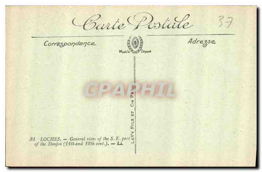 CPA Loches Ensemble de la Partie Sud Est du donjon XI et XII siecle  — Rückseite