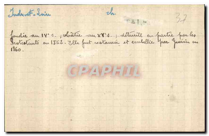 CPA Tours I et L l'eglise N D Lariche Cote Sud Ouest  — Rückseite