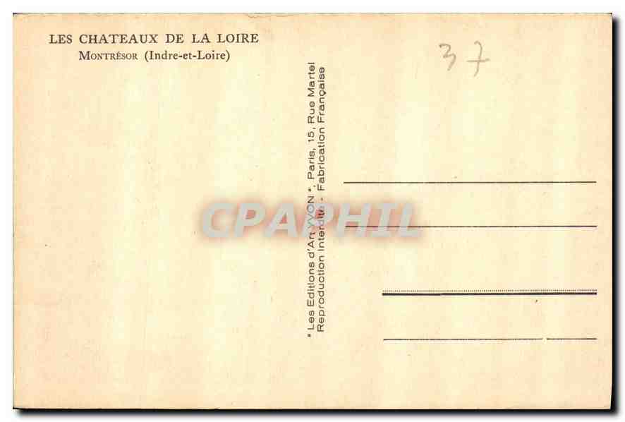 CPA Les Chateaux de la Loire Montresor Indre et Loire  — Rückseite