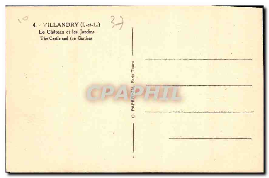 CPA Villandry I et L le Chateau et les Jardins  — Rückseite