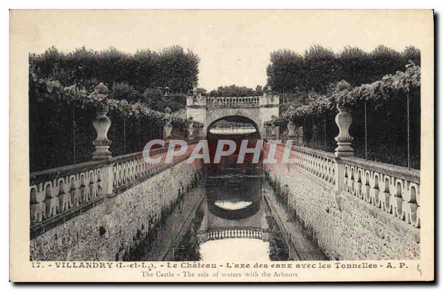 CPA Villandry I et L le Chateau l'Axe des eaux avec les Tonnelles 