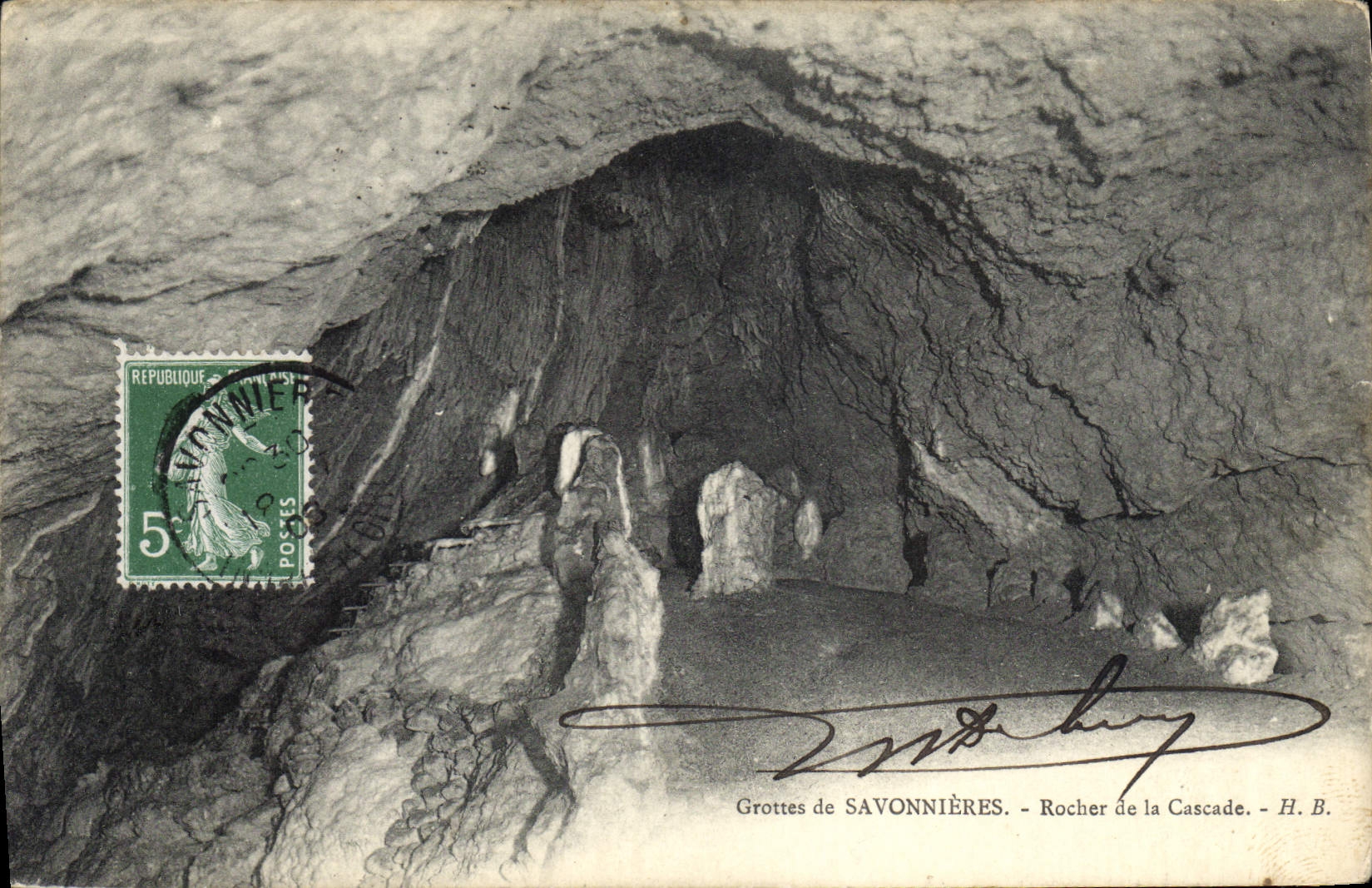CPA Grottes de Savonnieres Rocher de la Cascade 