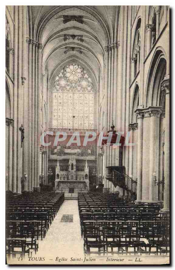 CPA Tours Eglise Saint Julien Interieur 
