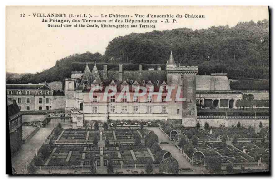 CPA Villandry I et L le Chateau vue d'ensemble du Chateau du Potage des Terrasses et des Dependances