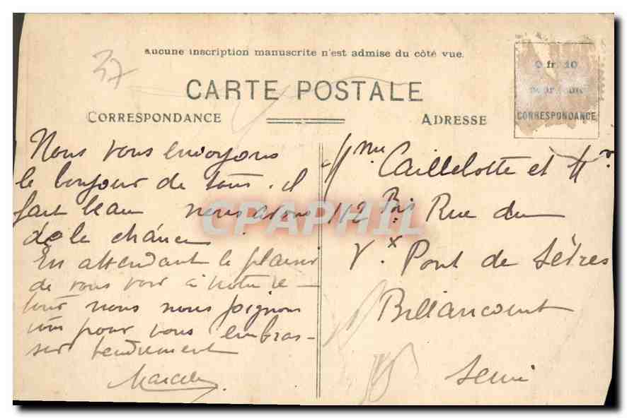 CPA Plessis les Tours le Chateau dont il ne rest auhourd'hui qu'une faible partie  — Rückseite