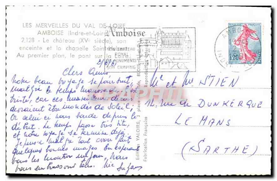 CPA Les Merveilles du Val de Loire Amboise Indre et Loire le Chateau XV siecle son enceinte et la Ch — Rückseite