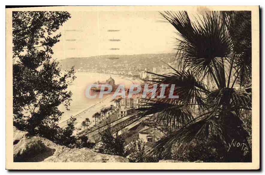 CPA Cote d'Azur Nice Alpes Maritimes vue panoramique prise de la cascade du Chateau 