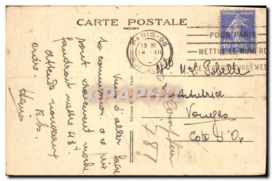 CPA Paris le Jardin du Luxembourg  — Verso