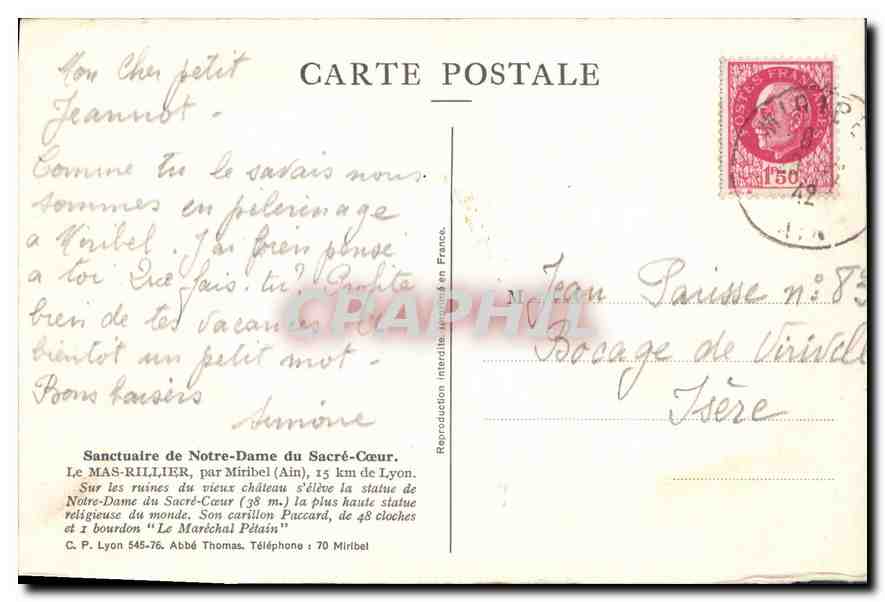 CPA Notre Dame du Sacre Coeur Elle est l'Esperance des Desesperes St Ephrem  — Verso
