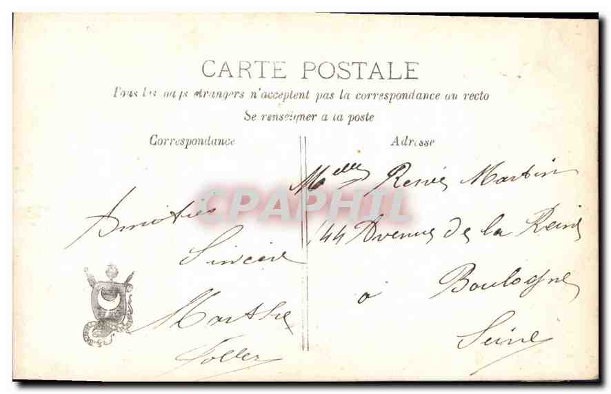 Frau mit einem Blumenstrauß — 'Ne porte Bonheur' — anonymer Verleger, n° 3191 — Rückseite