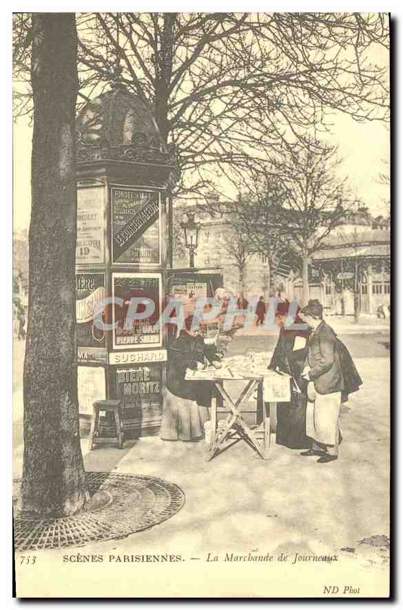 REPRO Scenes Parisienne la Marchande de journeaux 