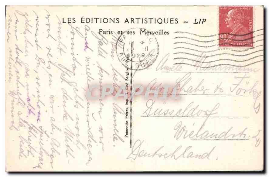 CPA Paris la Conciergerie et le Marche aux Fleurs  — Verso
