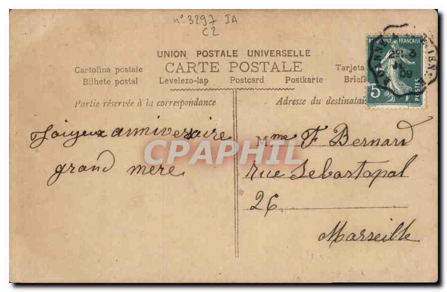 CPA Anniversaire Femme Fleurs — Verso