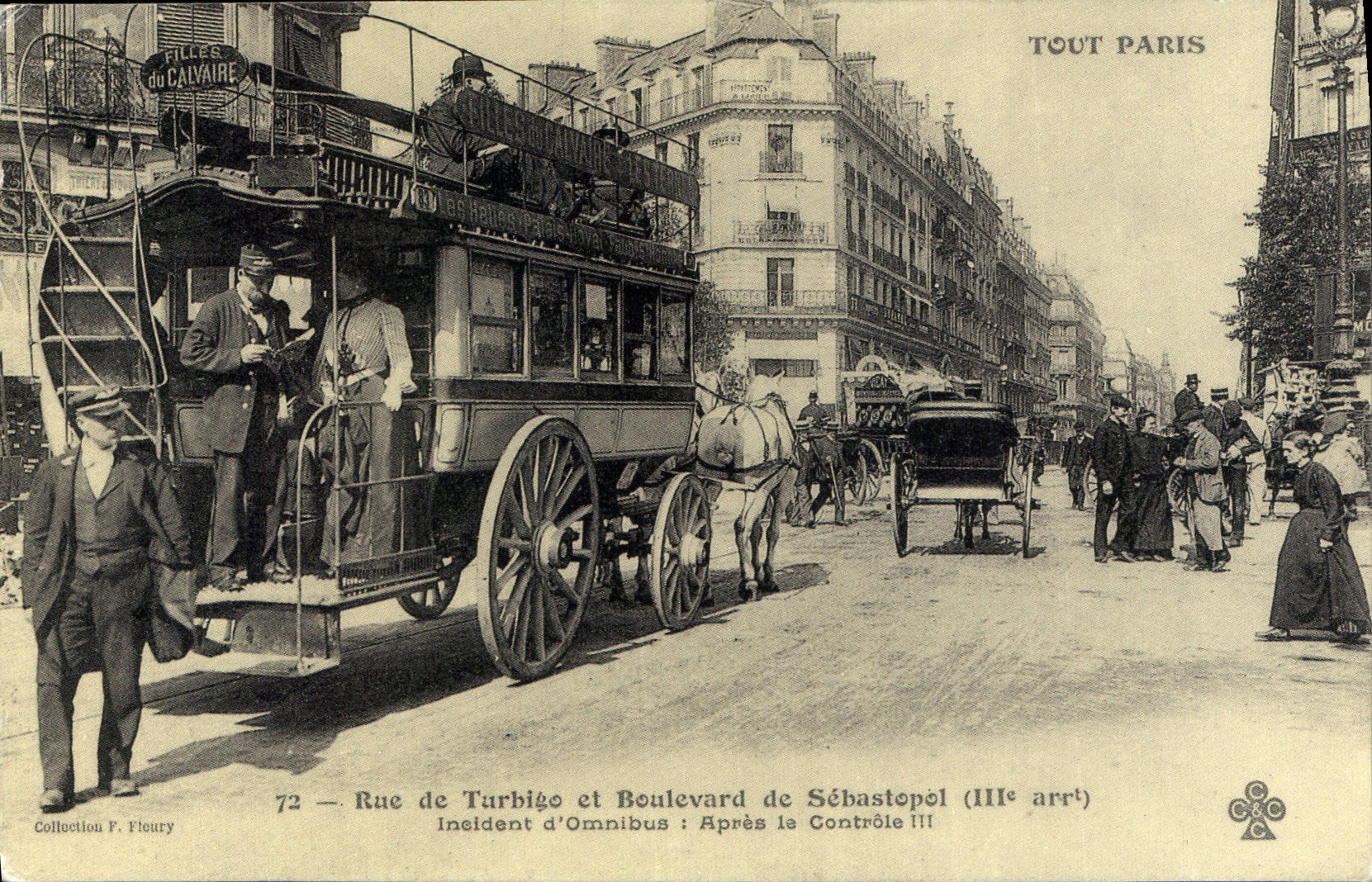 REPRO Tout Paris Rue de Turbigo et Boulevard de Sebastopol Incident d'omnibus Apres le contrôle