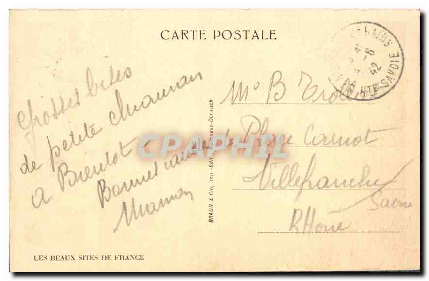 Aiguille de Bionnassay - Dôme du Miage - Dôme du Gouter — St-Gervais-les-Bains, éditeur Braun & Cie — Verso
