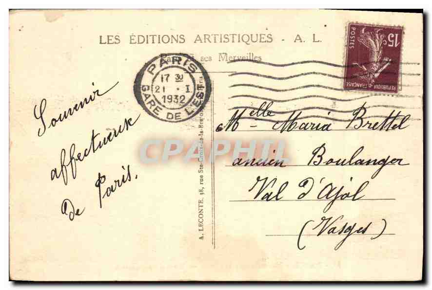 CPA Paris Notre Dame L'Abside  — Verso