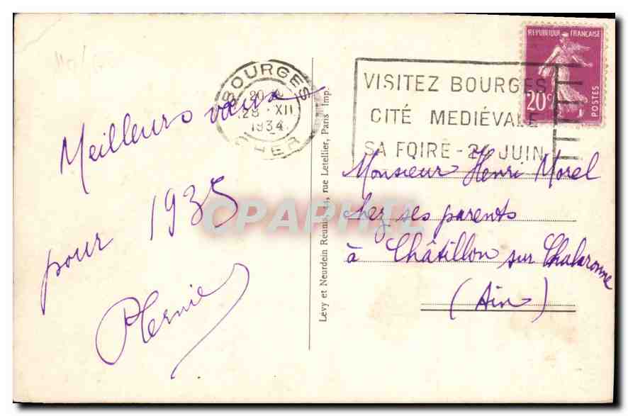 Bourges — Palast Jacques-Cœur und Statue — LL. n°237 — Rückseite