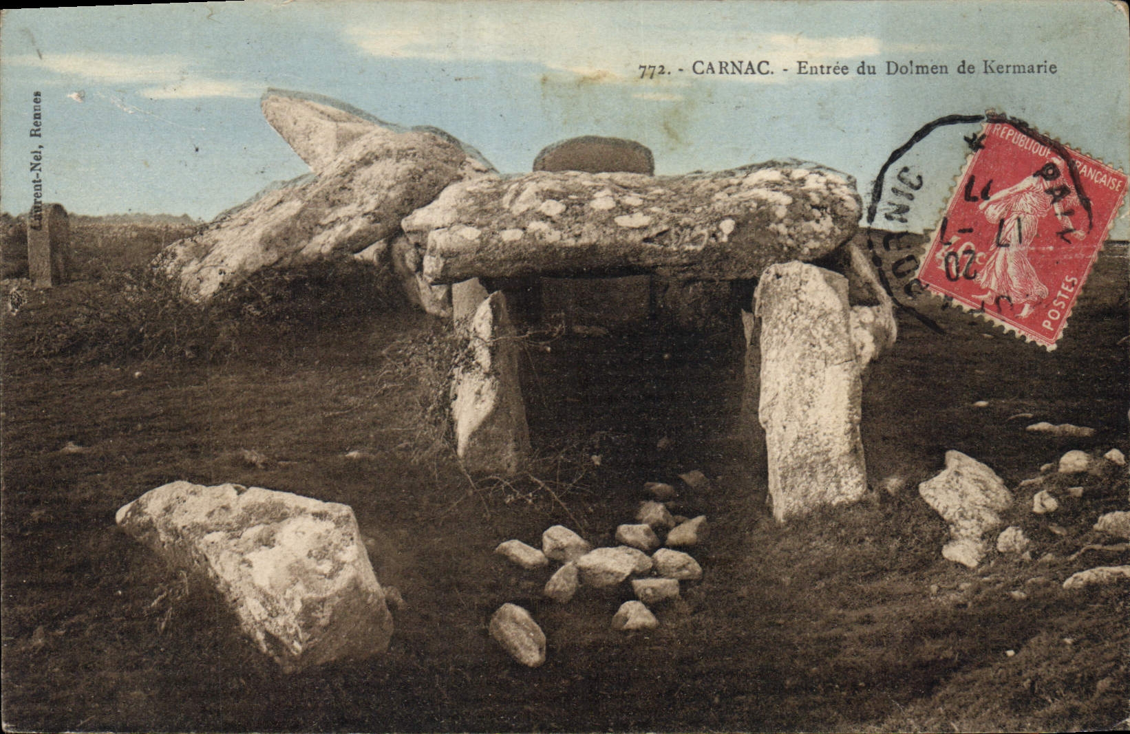 CPA Carnac Entree du Dolmen de Kermarie 
