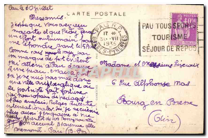 La Gare et la Chaîne des Pyrénées — Pau — C.C. 203 — Rückseite