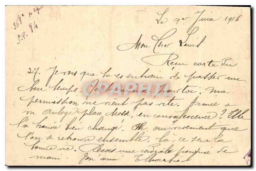 Carte en Franchise Militaire Monin Lamalou — Rückseite