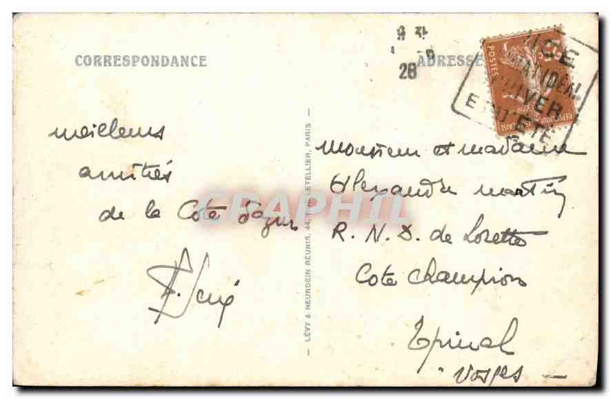 CPA Cannes Vue a travers les Pins  — Rückseite