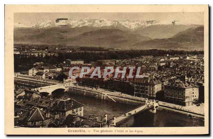 CPA Grenoble Vue generale L'Isere et les Alpes 