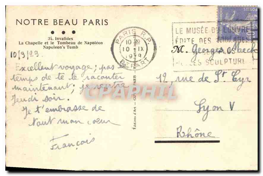 CPA Notre Beau Paris Invalides La Chapelle et le Tombeau de Napoleon  — Verso