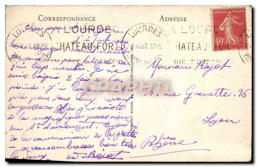 CPA Lourdes Le Calvaire Breton et la Basilique  — Rückseite